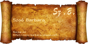Szoó Barbara névjegykártya